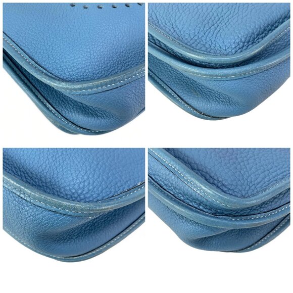 Auth HERMES Evelyne II PM - Blue Jean Taurillon Clemence Square H Shoulder Bag - Picture 16 of 16